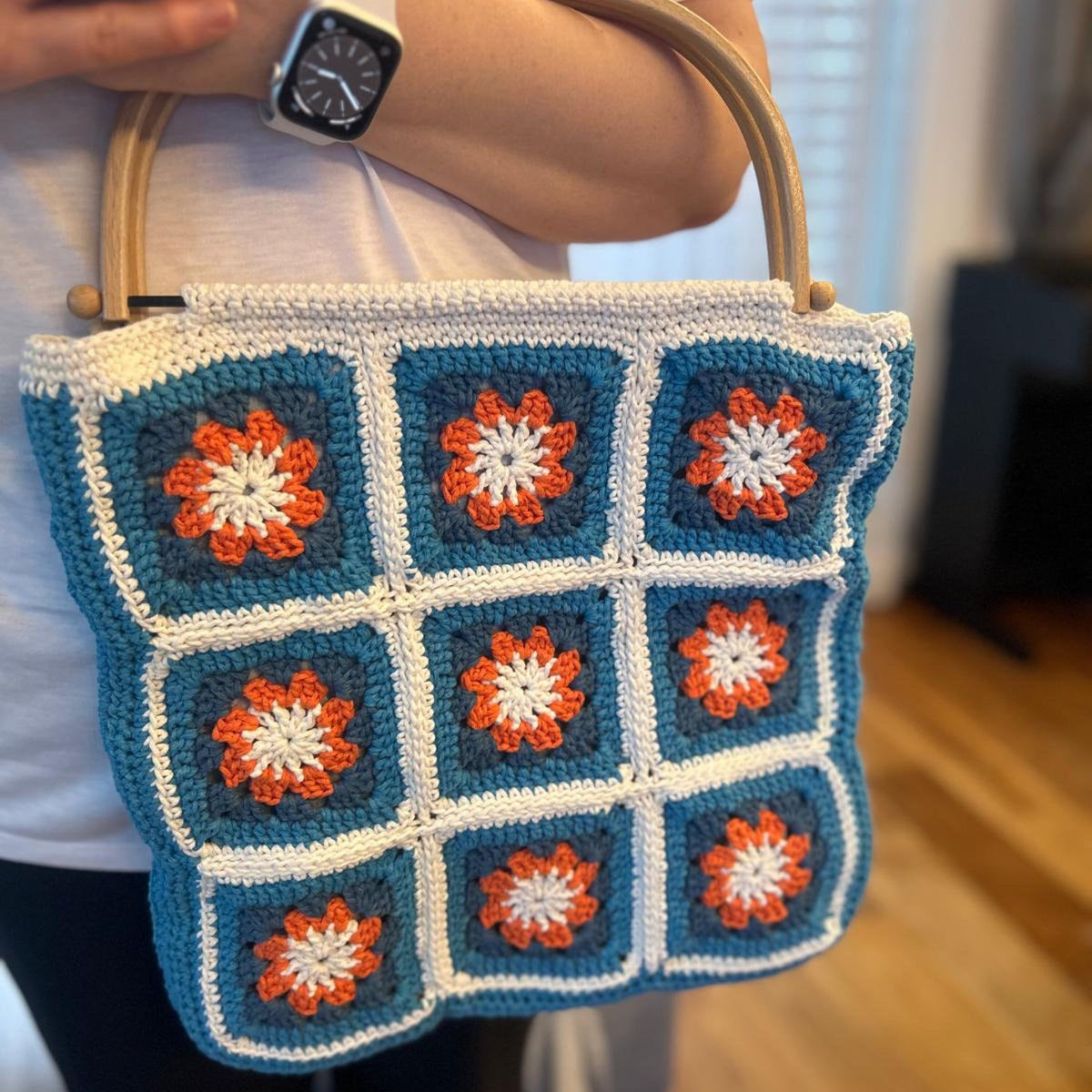 Handmade Crochet Granny Square Bag: Retro Boho Purse