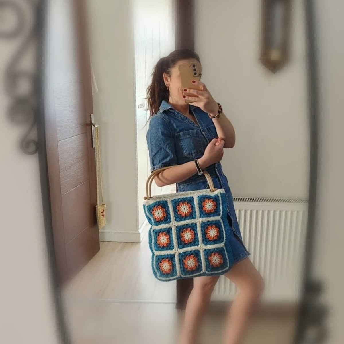 Handmade Crochet Granny Square Bag: Retro Boho Purse