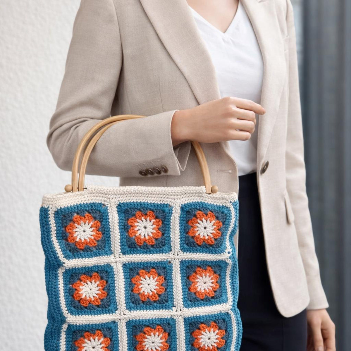 Handmade Crochet Granny Square Bag: Retro Boho Purse