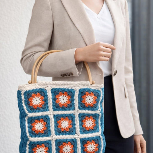 Handmade Crochet Granny Square Bag: Retro Boho Purse